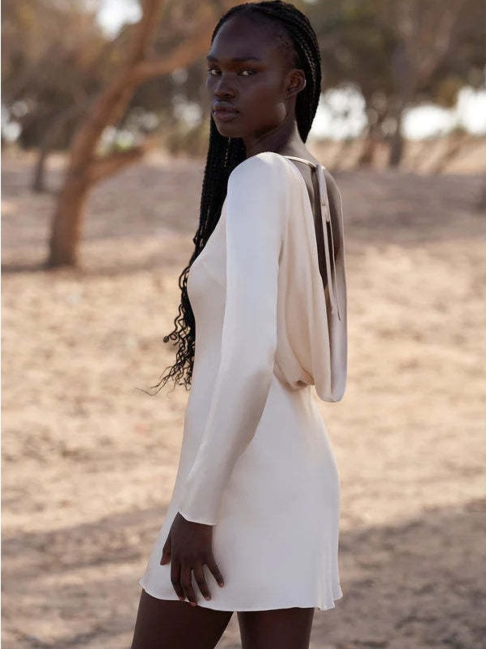 SHONA JOY La Lune Backless Mini Dress in Cream Sz 4 US